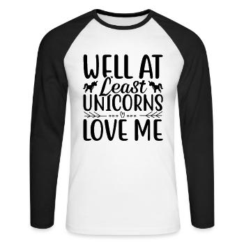 At least unicorn unicorns love me - Unisex Long Sleeve Baseball T-Shirt - white/black - Front - Nik (191cm)