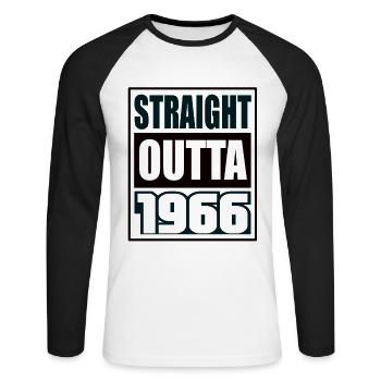 Straight Outta 1966 Geburtstag 1966 Geboren 1966 - Unisex Baseballshirt langarm - Weiß/Schwarz - Vorne - Nik (191cm)