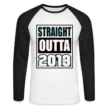 Straight Outta 2013 Birthday 2013 Born 2013 - Unisex Long Sleeve Baseball T-Shirt - white/black - Front - Nik (191cm)