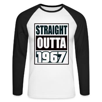 Straight Outta 1967 Geburtstag 1967 Geboren 1967 - Unisex Baseballshirt langarm - Weiß/Schwarz - Vorne - Nik (191cm)