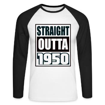 Straight Outta 1950 Geburtstag 1950 Geboren 1950 - Unisex Baseballshirt langarm - Weiß/Schwarz - Vorne - Nik (191cm)
