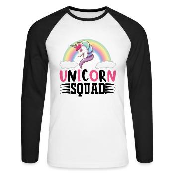 Unicorn Squad Unicorn - Unisex Baseballshirt langarm - Weiß/Schwarz - Vorne - Nik (191cm)