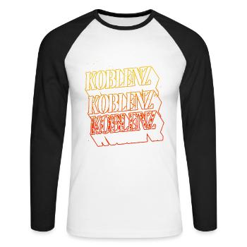 Koblenz Germany City Skyline Home Font - Unisex Long Sleeve Baseball T-Shirt - white/black - Front - Nik (191cm)