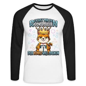 Zocken Reichet mir den Controller Gaming - Unisex Baseballshirt langarm - Weiß/Schwarz - Vorne - Nik (191cm)