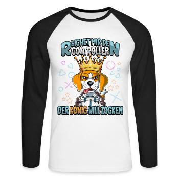 Zocken Reichet mir den Controller Gaming - Unisex Baseballshirt langarm - Weiß/Schwarz - Vorne - Nik (191cm)