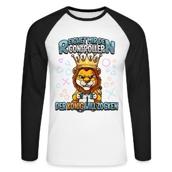 Zocken Reichet mir den Controller Gaming - Unisex Baseballshirt langarm - Weiß/Schwarz - Vorne - Nik (191cm)