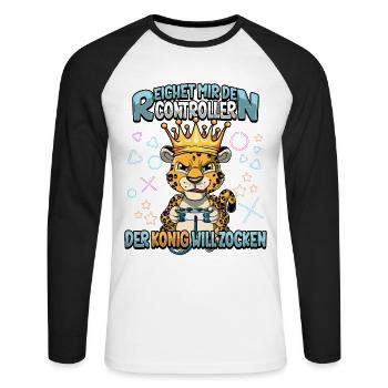Zocken Reichet mir den Controller Gaming - Unisex Baseballshirt langarm - Weiß/Schwarz - Vorne - Nik (191cm)