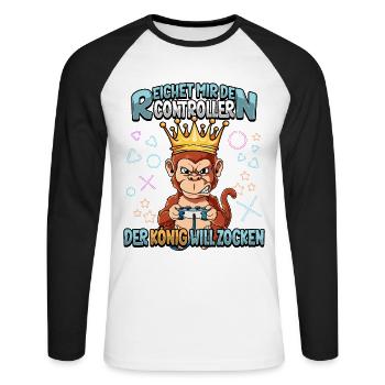 Zocken Reichet mir den Controller Gaming - Unisex Baseballshirt langarm - Weiß/Schwarz - Vorne - Nik (191cm)