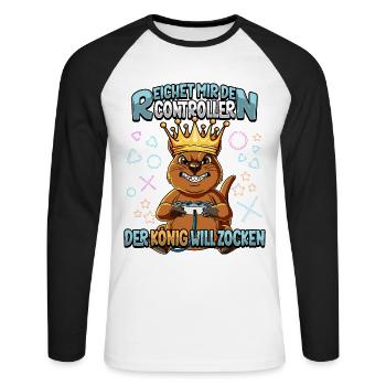 Zocken Reichet mir den Controller Gaming - Unisex Baseballshirt langarm - Weiß/Schwarz - Vorne - Nik (191cm)