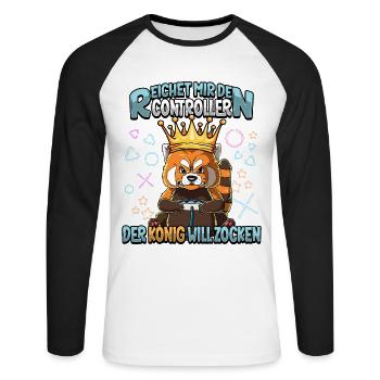 Zocken Reichet mir den Controller Gaming - Unisex Baseballshirt langarm - Weiß/Schwarz - Vorne - Nik (191cm)