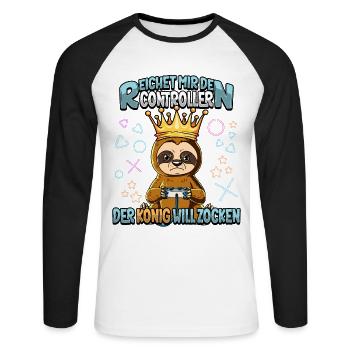 Zocken Reichet mir den Controller Gaming - Unisex Baseballshirt langarm - Weiß/Schwarz - Vorne - Nik (191cm)