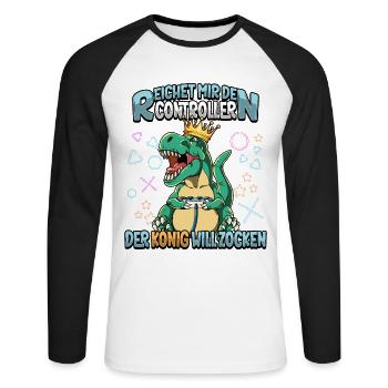 Zocken Reichet mir den Controller Gaming - Unisex Baseballshirt langarm - Weiß/Schwarz - Vorne - Nik (191cm)