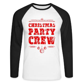Christmas Party Crew - Unisex Long Sleeve Baseball T-Shirt - white/black - Front - Nik (191cm)