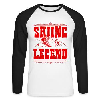 Légende du ski - T-shirt baseball manches longues Homme - blanc/noir - Devant - Nik (191cm)