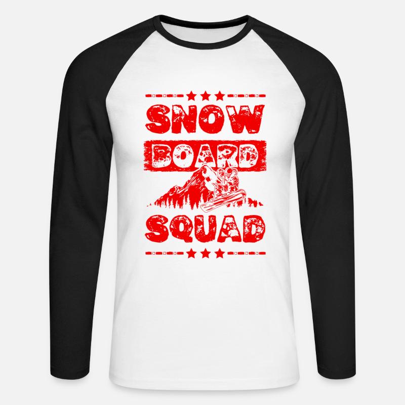 Snowboard Squad - Unisex Baseballshirt langarm - Weiß/Schwarz