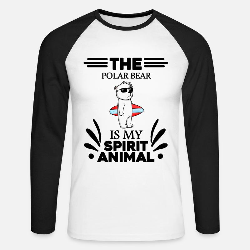 Eisbär Polarbär Bär - Unisex Baseballshirt langarm - Weiß/Schwarz