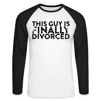 Dieser Typ Ist Endlich Wegen Scheidung Geschieden - Unisex Baseballshirt langarm - Weiß/Schwarz - Vorne - Nik (191cm)