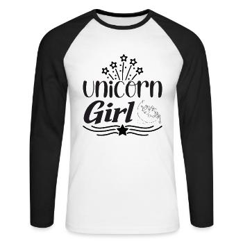 Licorne Fille Licorne - T-shirt baseball manches longues Homme - blanc/noir - Devant - Nik (191cm)