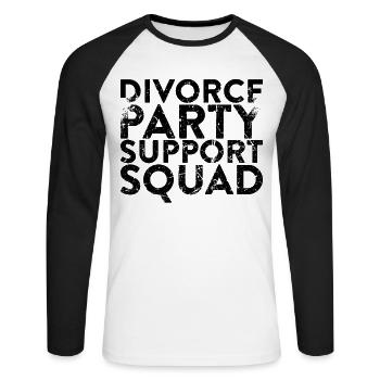 Divorce Party Support Group For - Unisex Long Sleeve Baseball T-Shirt - white/black - Front - Nik (191cm)