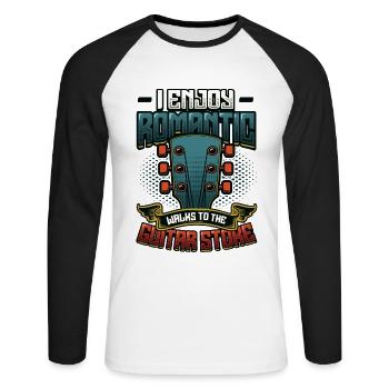 Ich Genieße Romantische Spaziergänge - Unisex Baseballshirt langarm - Weiß/Schwarz - Vorne - Nik (191cm)