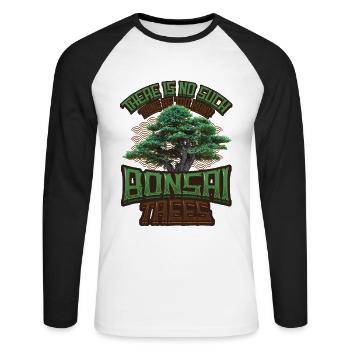 Il n’y a pas trop de bonsaïs. - T-shirt baseball manches longues Homme - blanc/noir - Devant - Nik (191cm)