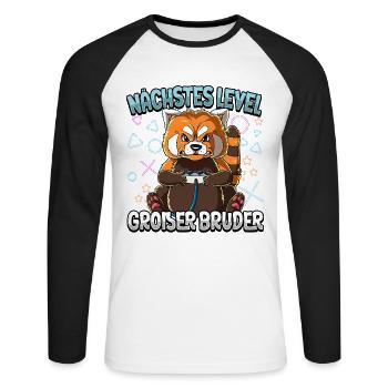 Nächstes Level Großer Bruder - Unisex Baseballshirt langarm - Weiß/Schwarz - Vorne - Nik (191cm)