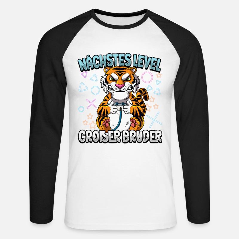 Nächstes Level Großer Bruder - Unisex Baseballshirt langarm - Weiß/Schwarz