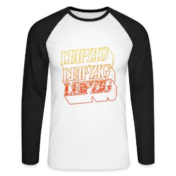Leipzig Germany City Skyline Home Font - Unisex Long Sleeve Baseball T-Shirt - white/black - Front - Nik (191cm)