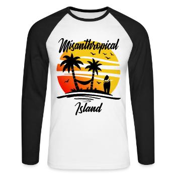 Misanthropical Island Funny Sarcasm Palms - Unisex Long Sleeve Baseball T-Shirt - white/black - Front - Nik (191cm)