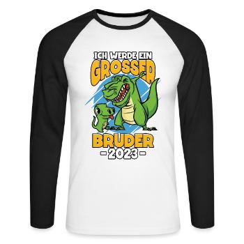 Ich Werde Ein Großer Bruder 2023 - Unisex Baseballshirt langarm - Weiß/Schwarz - Vorne - Nik (191cm)