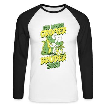 Ich Werde Ein Großer Bruder 2023 - Unisex Baseballshirt langarm - Weiß/Schwarz - Vorne - Nik (191cm)