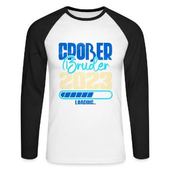Großer Bruder Loading 2023 - Unisex Baseballshirt langarm - Weiß/Schwarz - Vorne - Nik (191cm)