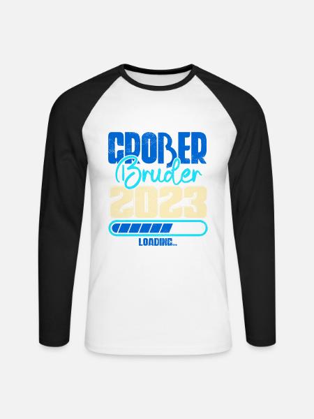 Großer Bruder Loading 2023 - Unisex Baseballshirt langarm - Weiß/Schwarz