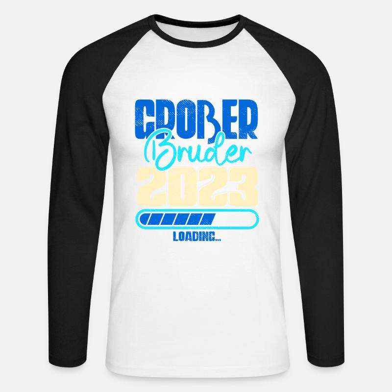 Großer Bruder Loading 2023 - Unisex Baseballshirt langarm - Weiß/Schwarz