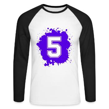 5 Number of blobs - Unisex Long Sleeve Baseball T-Shirt - white/black - Front - Nik (191cm)