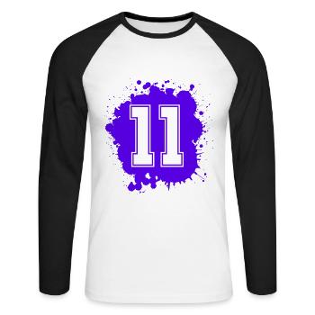 11 Nombre d’objets blob - T-shirt baseball manches longues Homme - blanc/noir - Devant - Nik (191cm)