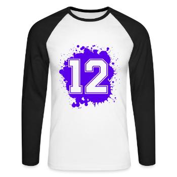 12 Nombre d’objets blob - T-shirt baseball manches longues Homme - blanc/noir - Devant - Nik (191cm)