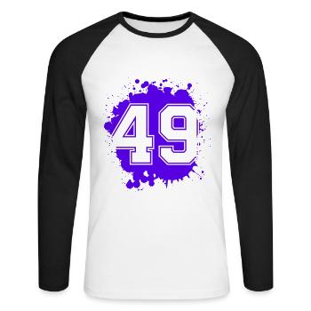 49 Nombre d’objets blob - T-shirt baseball manches longues Homme - blanc/noir - Devant - Nik (191cm)