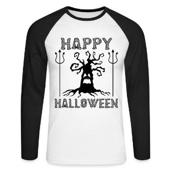 Happy Halloween - jour de Halloween - T-shirt baseball manches longues Homme - blanc/noir - Devant - Nik (191cm)