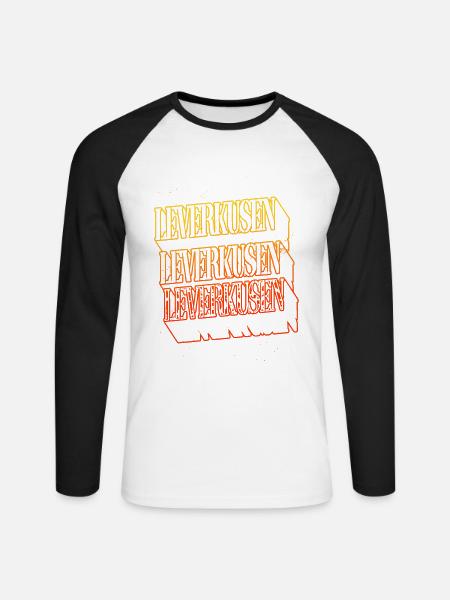 Leverkusen Germany City Skyline Font - Unisex Long Sleeve Baseball T-Shirt - white/black