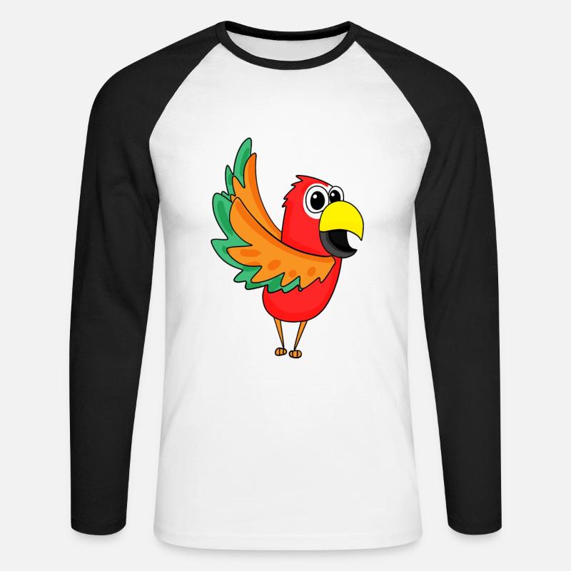 Papagei Dschungel - Unisex Baseballshirt langarm - Weiß/Schwarz