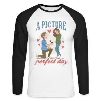 Ein Perfektes Tag-ehe-design Für Die Braut - Unisex Baseballshirt langarm - Weiß/Schwarz - Vorne - Nik (191cm)