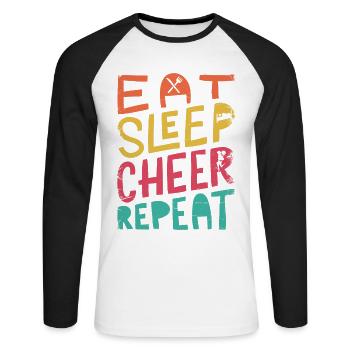 Alles Über Dieses Basisdesign Für Cheerleader - Unisex Baseballshirt langarm - Weiß/Schwarz - Vorne - Nik (191cm)