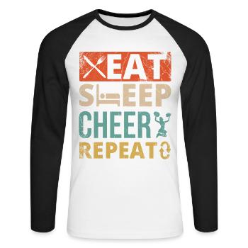 Alles Über Dieses Basisdesign Für Cheerleader - Unisex Baseballshirt langarm - Weiß/Schwarz - Vorne - Nik (191cm)