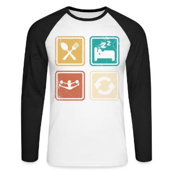 Alles Über Dieses Basisdesign Für Cheerleader - Unisex Baseballshirt langarm - Weiß/Schwarz - Vorne - Nik (191cm)