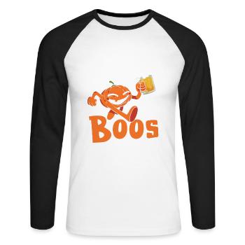 Tipster Has More and More Boos-server - Unisex Long Sleeve Baseball T-Shirt - white/black - Front - Nik (191cm)
