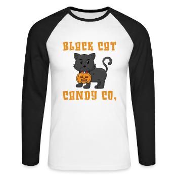 Black Cat Candy Co. - T-shirt baseball manches longues Homme - blanc/noir - Devant - Nik (191cm)