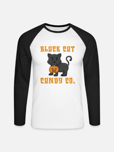 Black Cat Candy Co. - Unisex Long Sleeve Baseball T-Shirt - white/black