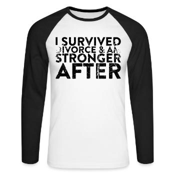 J’ai survécu au divorce et après le - T-shirt baseball manches longues Homme - blanc/noir - Devant - Nik (191cm)