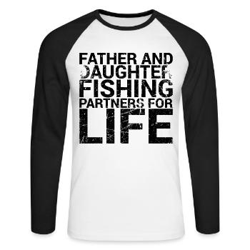 Père et fille Partenaire de pêche pour la vie - T-shirt baseball manches longues Homme - blanc/noir - Devant - Nik (191cm)